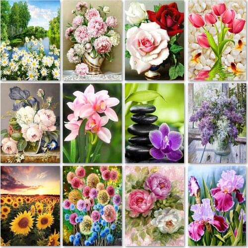 DIY 5D Diamond Painting Flowers Full Diamond Embroidery Flower Scenery Vase Cross Stitch Kits Diamond Mosaic Picture Home Decor