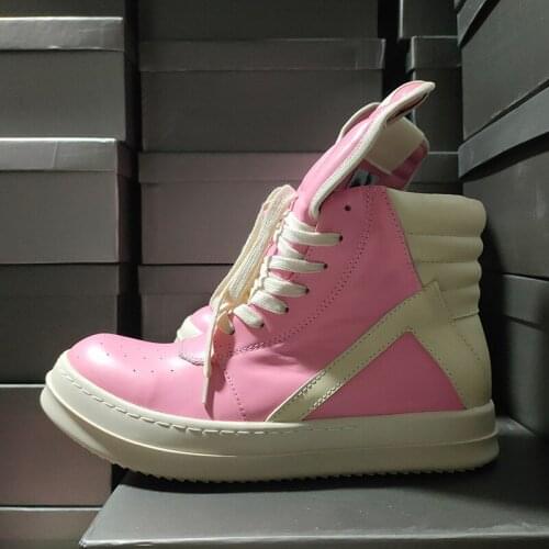 High Street Brand RO Shoes Womens Sneaker Pink Leather Boots Owens Sneakers Women Autumn Boots Mens Casual Shoe