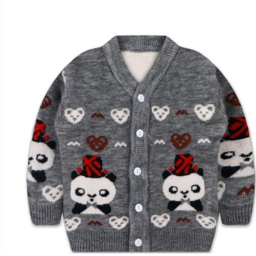 New Boy Girls Sweater Cardigan Jacket Stitching Sweater Long Sleeve Thick Warm Childrens Sweater