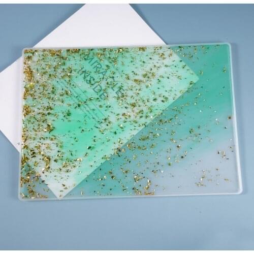 DIY Crystal Epoxy Writing Board Writing Stationery Desk Mat Mold Set Mirror Resin Silicone Model Wholesale