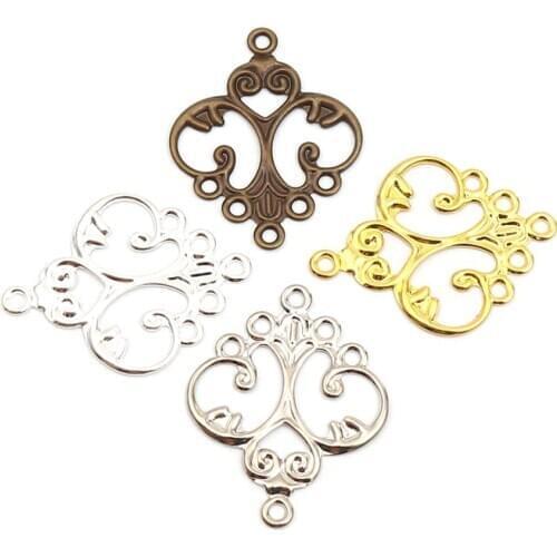 DoreenBeads Bohemian Zinc Alloy Filigree Stamping Connectors Irregular Filigree Hollow Charms DIY Jewelry 32mm x 25mm, 20 PCs
