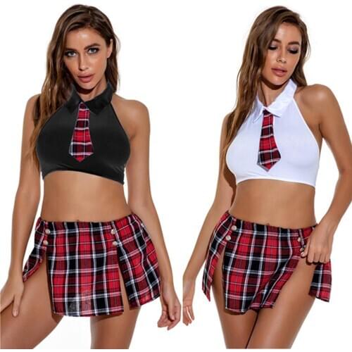 S L M XL XXL 6XL plus size sexy lingerie babydoll cosplay Erotic Underwear student suit plaid skirt