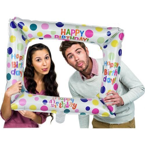 3 Colors 50x 59CM photo Frame Foil Balloon Happy Birthday Printed Globos Baby Shower Kids Toys Party Photo Prop Decor Supplies
