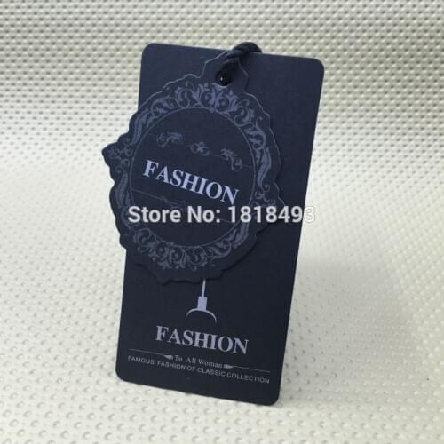 Custom black matt laminated cardboard tags/ custom shape cutting tags/clothing kraft paper hang tag/garment tags printing