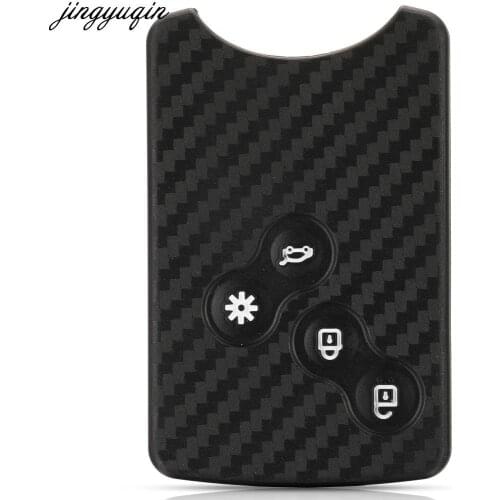 Jingyuqin 15X Remote Car Key Case Carbon Silicone Cover For Renault Megane Laguna Scenic III Fluence I Clio IV Kaptur KOLEOS 4BT