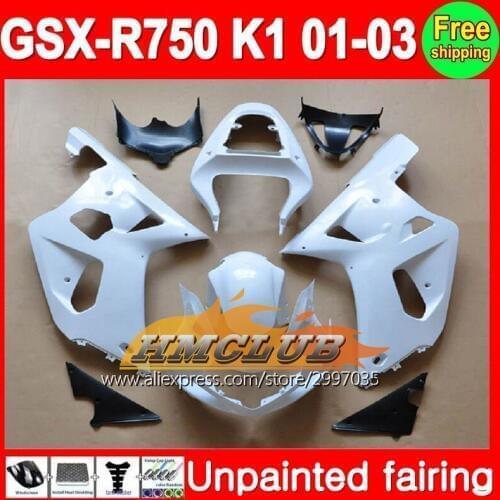 Body Unpainted Full Fairing Kit For SUZUKI GSX-R750 01-03 GSXR750 GSXR 750 GSX R750 K1 01 02 03 2001 2002 2003 Fairing