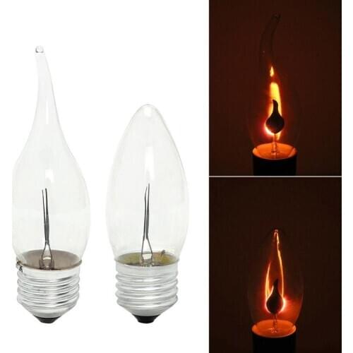 LED Light E14 3W Flame Fire Edison Bulb Lighting Vintage Flickering Effect Tungsten Novel Candle Tip Incandescent Lamp Bulbs