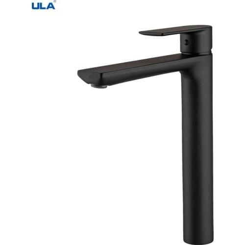 ULA Brass Basin Sink Faucet Black Chrome Bathroom Deck Mounted Hot Cold Water Basin Mixer Faucet Taps Waterfall Sink Tap Crane