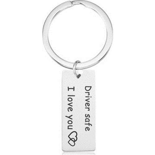 Fashion Jewelry Men Women Keyring Engraved Drive Safe handsome I Love You Heart For Couples Boyfriend Girlfriend Gifts Keychain