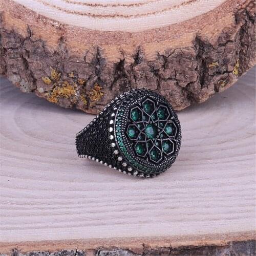 Green Zircon 925 Sterling 925 K Silver Men 'S Ring