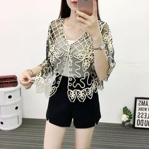 2021 New Spring Autumn Shawl Summer Short Versatile Lace Sunscreen Thin Cardigan Casual Dress For Women Girls Gauze Vest