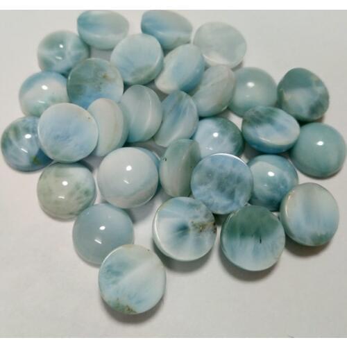 Wholesale 5pcs/Lot Natural Larimar Gem Cabochon Ring Face Pendant,10mm 12mm Round Larimar Gem Cabochon CAB Gem Ring Face