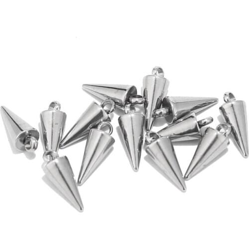 10pcs Cone Charms with 1.8mm Hole Stainless Steel Dangle Charm Findings Smooth Surface Pendant for Jewelry Making