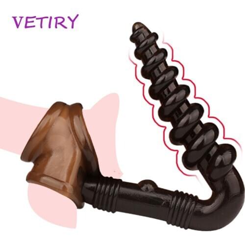 Penis Ring Male Ball Stretcher Scrotum Ring Belt Anal Plug Prostate Massager Butt Bead Sex Toys For Men Delay Ejaculation Ring