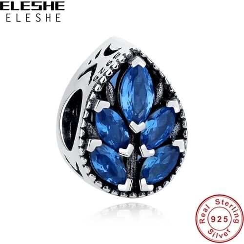 Reflexions Dazzling Blue Cubic Zirconia Droplet Charm 925 Sterling Silver Bead Fit Charms Bracelet Jewelry Making