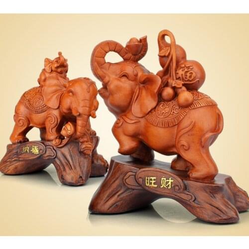 Lucky elephant ornaments crafts furnishings one pair of home office feng shui living room TV cabinet Wine Accessories