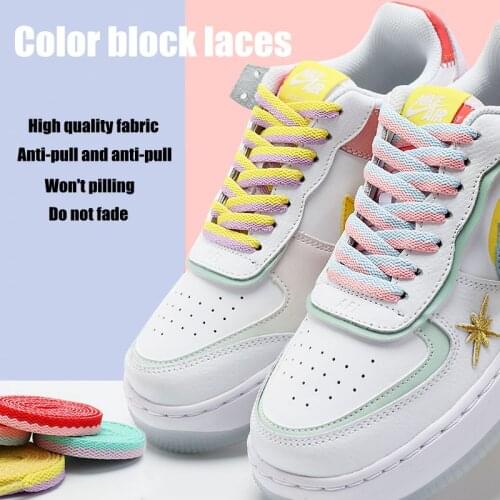 1 pair of flat shoes laces closed sneakers white laces classic flat double hollow color matching woven laces AJ/AF shoelaces