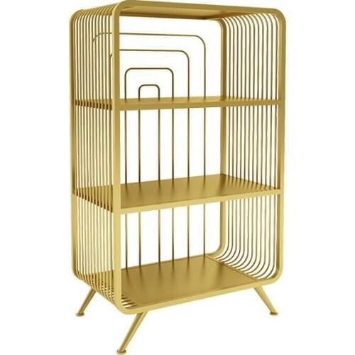 Nordic gold light luxury wind iron art floor shelf printer shelf bedroom bedside table living room storage shelf