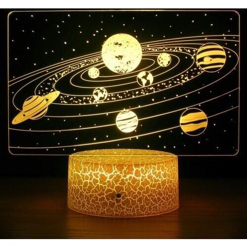 LED Night Light 7 Color Change Solar System 3DOptical Illusion Lamp Universe Space Galaxy For Kids Christmas Gift Home Bedroom D