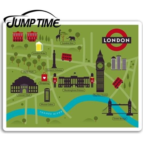 Jump Time for London Map Vinyl Stickers England UK Sticker Laptop Luggage Bumper Trunk Window Decal Car Accessories