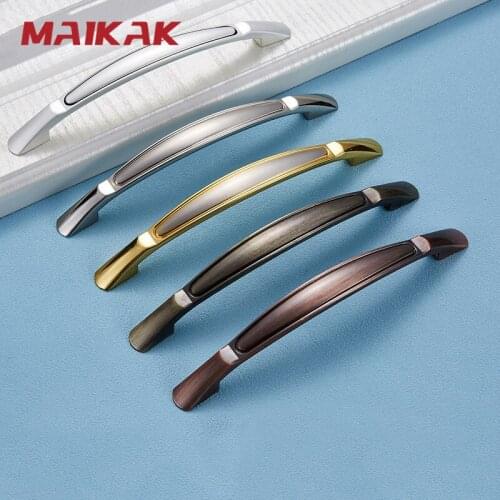MAIKAK Vintage Bronze Handles Kitchen Cabinet Handles Solid Drawer Knobs Silver Cupboard Door Wardrobe Pulls Furniture Handle