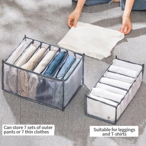 Clothes Storage Box Jeans And Pants Compartmentalized Storage Box Closet Organizer Grid Transparent Organizer Container Drawer