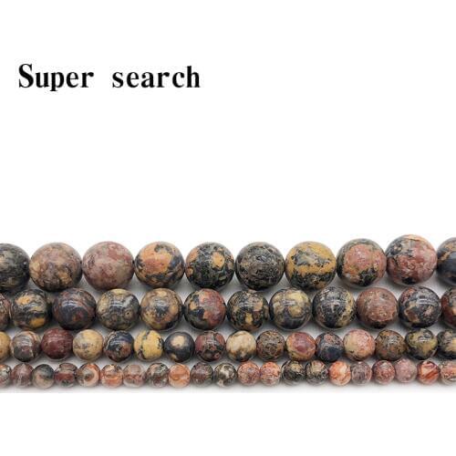 Natural Stone Leopardskin Jaspers Round Beads 15" Strand 4 6 8 10 12MM Pick Size For Jewelry Making Bracelet woman
