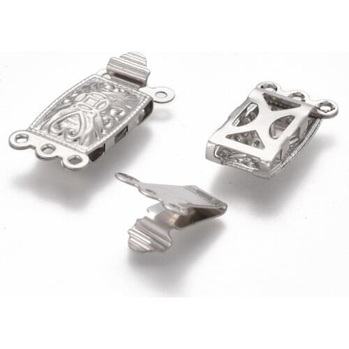 10 Sets 304 Stainless Steel Rectangle Box Clasps Multi-Strand Clasps for Jewelry Making Findings Accessories 21x10x4.5mm