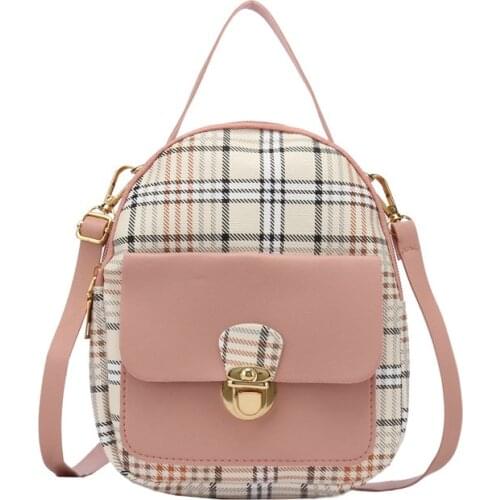 Summer Fashion Check Pattern Women Backpack Popular All-Match Metal Design Mini Shoulder Bag Casual Daily Shopper Tote Girl B246