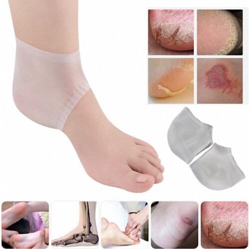1Pair 2Colors Silicone Moisturizing Feet Care Socks Gel Heel Invisible Patch Anti Blister Friction Foot Care Tool