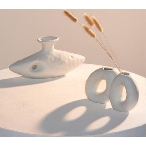 1PC Nordic Minimalist Ceramic Desktop Vase Ornaments Dried Flower Flower Arrangement Creative Art Living Room Vases Decoration