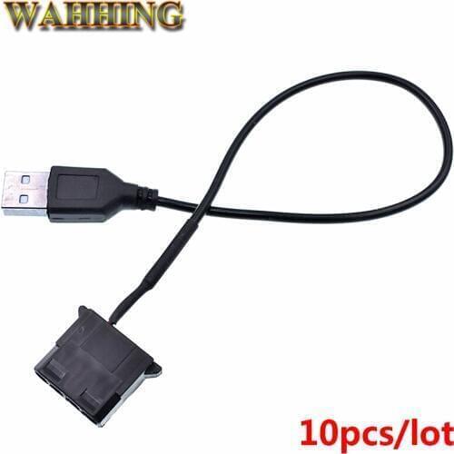 10pcs USB to 4 Pin Molex Fan Power Cable Computer Case Adapter Cord 12V 4Pin Female to 5V USB Male USB Adapter Cable HY1582