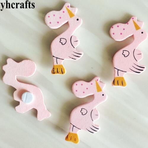 10PCS/LOT,Pink bird wood stickers Spring Easter crafts Scrapbooking kit. Wall Fridge stickers Early learning toys Ornament OEM