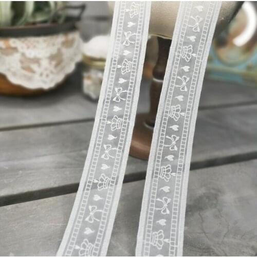 2 Meters Width 3.7cm Ivory BilaterCute Lace Applique Ribbon Embroidered Net Crown Lace Trim DIY Clothing Garment Accessories