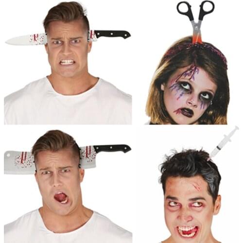 2021 Halloween Decoration Props Accessories Horror Halloween Headband Knife Fake Blood Perform Prop Halloween Party Supplies