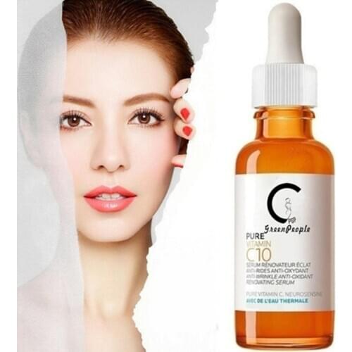 30ml Pure Vitamin C10 Face Sreum Hyaluronic Acid Skin Oil Whitening Anti-aging Anti-wrinkle Shrink Pores