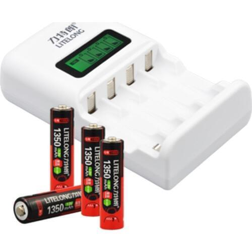 4PCS High quality AAA 1.2v 1350mAh Ni-MH rechargeable battery +1PCS 4-slot universal AA AAA battery smart charger