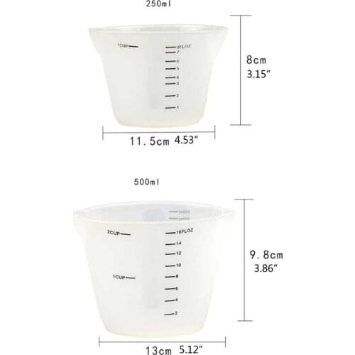 97QE 500ml & 250ml Reusable Silicone Measuring Cups Resin Mixing Cups Epoxy Jewelry Casting Molds Acrylic Paint Pouring Cups