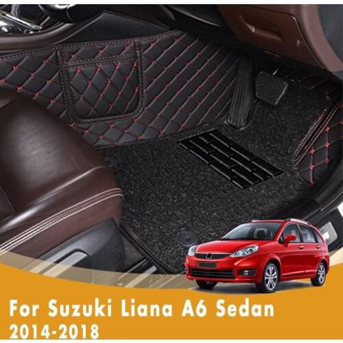 RHD Custom Car Floor Mats For Suzuki Liana A6 Sedan 2018 2017 2016 2015 2014 Double Layer Wire Loop Foot Pedal Styling Carpet