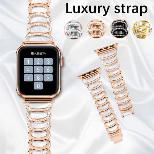 Luxury Diamond strap for Apple watch band 40mm 38mm 6/5/4/3/2/1 for iwatch band 40 mm 38 mm 42mm 44mm stainless steel bracelet