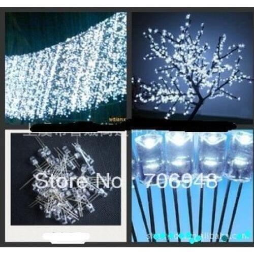 100pcs 5mm Cylindrical Concave LED,Long flat top White LED,600-900mcd