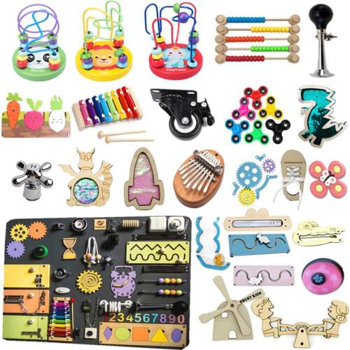 Kids Montessori Baby Activity Busy Board DIY Toy Early Educational Teaching Aids Learning Skill Part Cognition Toys Game Puzzle