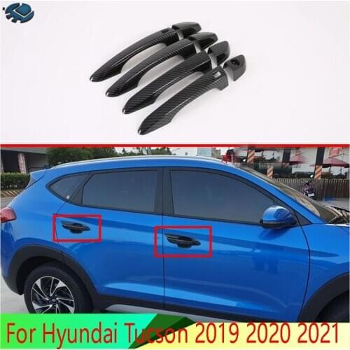 For Hyundai Tucson 2015-2020 Car Accessories ABS Chrome Door Handle Cover With Smart Key Hole Catch Cap Trim Molding