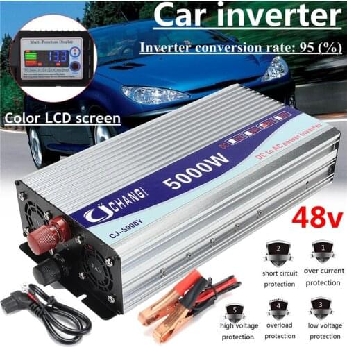 Inverter 12V/24V/48V 220V 5000W 10000W Peak- Modified Sine Wave Power Voltage Transformer Inverter Converter + LCD Display