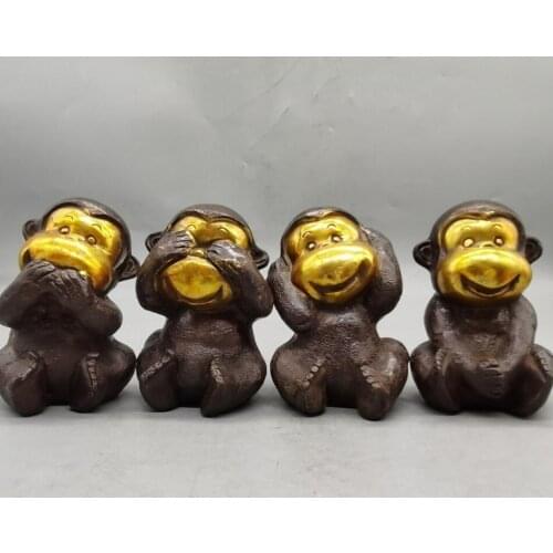 China brass archaize four monkey small crafts statue A set