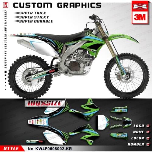 KUNGFU GRAPHICS Custom Stickers Self Adhesives Motocross Decals for KX250F KX450F KXF 250 450 2006 2007 2008