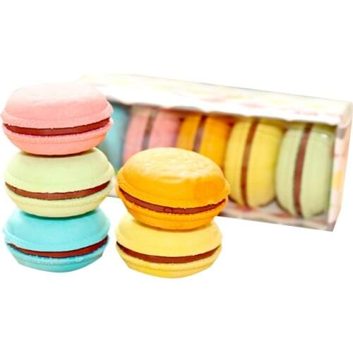 5pcs/lot Kawaii Eraser Cartoon Candy Color Macaron Shape Eraser Cute Stationery School Student Supplies Special Children Gifts