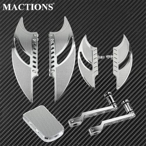 Motorcycle CNC Chrome Driver Passenger Floorboard Shift Lever &Shifter Pegs With Brake Pedal Pad Cover For Harley Dyna Touring