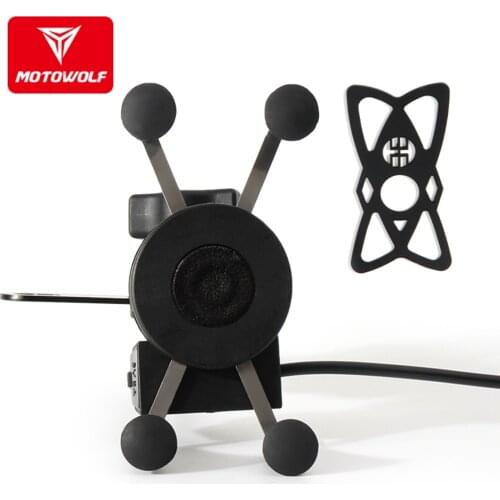 MOTOWOLF Universal Motorcycle/Scooter shockproof mobile phone navigation bracket Universal riding USB charging mount