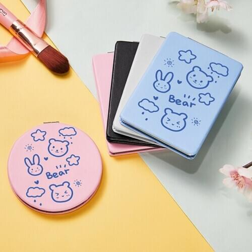 Cartoon Makeup Mirror with 2 Sides for Girl Out Door Light Portable Folding Compact Cosmetic Vanity Pocket Magnifying Mirrors